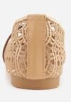 Beżowe Ażurowe Balerinki z Imitacji Plecionki z Paskiem Naeraea