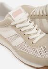 Beżowe Casualowe Sneakersy z Siateczkowymi Wstawkami Kassadina