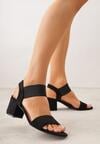 Czarne Sandały z Imitacji Zamszu na Słupku Ianolis