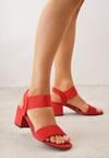Czerwone Sandały z Imitacji Zamszu na Słupku Ianolis
