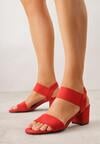 Czerwone Sandały z Imitacji Zamszu na Słupku Ianolis