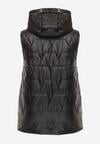 Czarna Kamizelka z Nieodpinanym Kapturem i Geometrycznym Pikowaniem Kalousa