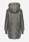 Zielona Pikowana Kurtka Przejściowa z Kapturem i Bocznymi Suwakami Mado