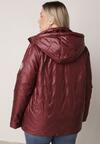 Bordowa Pikowana Kurtka Przejściowa o Prostym Kroju z Kapturem Vimoris
