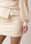 Beżowa Gładka Spódnica VICES o Ołówkowym Kroju Abilura