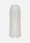 Białe Wiskozowe Spodnie z Szeroką Nogawką i Wiązaniem w Talii Terisanna