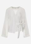 Biała Kopertowa Bluzka z Wiskozy Ozdobiona Wiązaniem Velanitte