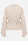 Beżowa Kopertowa Bluzka z Wiskozy Ozdobiona Wiązaniem Velanitte