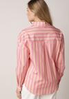 Różowa Bawełniana Koszula o Kroju Oversize Ozdobiona Pionowymi Paskami Ulialia