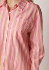 Różowa Bawełniana Koszula o Kroju Oversize Ozdobiona Pionowymi Paskami Ulialia