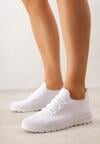 Białe Sznurowane Buty Sportowe Sneakersy z Siateczki Caeolea