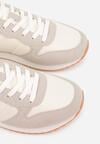 Beżowe Buty Sportowe Sneakersy z Pikowanymi Przeszyciami Nelis