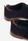 Granatowe Sznurowane Półbuty z Imitacji Zamszu w Eleganckim Stylu Rhodica