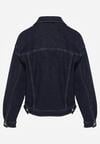 Granatowa Jeansowa Kurtka z Bawełną o Kroju Oversize Vimiloria