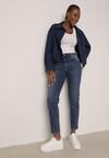 Niebieskie Jeansy Mom Fit z Bawełną i Regularnym Stanem Rolovia