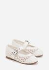 Białe Siateczkowe Balerinki w Stylu Mary Jane z Szydełkowym Wzorem Tramlea