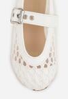 Białe Siateczkowe Balerinki w Stylu Mary Jane z Szydełkowym Wzorem Tramlea