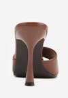Brązowe Klapki na Szpilce z Kwadratowym Noskiem Mellota