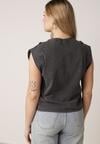 Czarny Bawełniany Top z Efektem Sprania Belatia