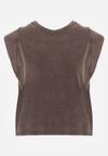 Brązowy Bawełniany Top z Efektem Sprania Belatia