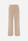 Beżowe Eleganckie Spodnie z Bawełny i Wiskozy w Kant Valelia