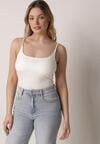 Biały Wiskozowy Top z Podwójnymi Ramiączkami Hendrea