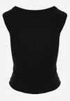 Czarny Dopasowany Top Bez Rękawów z Wiskozy z Kwadratowym Dekoltem Madu