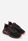 Czarno-Czerwone Buty Sportowe Sneakersy Ozdobione Cieniowanymi Paskami Monissa