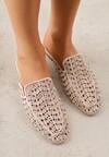 Beżowe Klapki Mule z Ażurową Cholewką Szydełkową Civeza