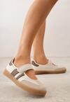 Beżowe Tenisówki w Stylu Balerinek z Zapięciem na Rzep Talwan