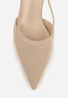 Beżowe Sandały na Szpilce z Odkrytą Piętą i Ażurowym Wzorem Kervidia