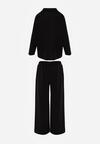 Czarny Dzianinowy Komplet Dresowy z Wiskozą Bluza ze Stójką i Spodnie Nevenira