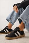 Czarne Sneakersy na Kauczukowej Podeszwie z Geometrycznym Motywem Vikioria