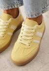 Żółte Sneakersy na Kauczukowej Podeszwie z Geometrycznym Motywem Vikioria