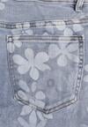 Niebieskie Jeansy z Bawełną o Szerokim Kroju Ozdobione Kwiatami Zinnoreth