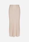 Beżowa Satynowa Spódnica z Lekko Rozkloszowanym Dołem  Zinnemira