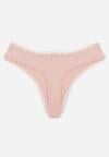 Różowe Majtki z Bawełną Typu Stringi Ozdobione Koronką Cirilise
