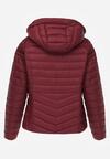 Bordowa Klasyczna Kurtka Przejściowa z Pikowaniem i Odpinanym Kapturem Pretiella
