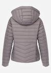 Szara Klasyczna Kurtka Przejściowa z Pikowaniem i Odpinanym Kapturem Pretiella