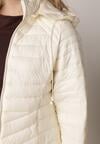 Jasnobeżowa Klasyczna Kurtka Przejściowa z Pikowaniem i Odpinanym Kapturem Pretiella