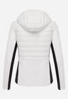 Biała Pikowana Kurtka Przejściowa z Kapturem i Elastycznymi Rękawami Nikitha