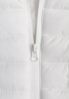Biała Pikowana Kurtka Przejściowa z Kapturem i Elastycznymi Panelami Feziala