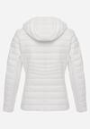 Biała Pikowana Kurtka Przejściowa z Kapturem i Elastycznymi Panelami Feziala