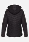 Czarna Przejściowa Kurtka Pikowana z Odpinanym Kapturem Edrelith