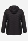 Czarna Lekka Kurtka Przejściowa z Pikowaniem i Odpinanym Kapturem Alissara