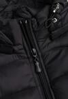 Czarna Taliowana Przejściowa Kurtka Pikowana z Odpinanym Kapturem Zinnorae