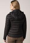 Czarna Taliowana Przejściowa Kurtka Pikowana z Odpinanym Kapturem Zinnorae