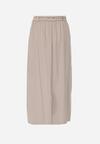 Beżowa Wiskozowa Spódnica o Rozkloszowanym Kroju z Plisami i Paskiem Rolea