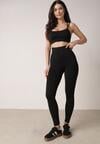 Czarne Legginsy z Wysokim Stanem z Pasem Modelującym w Talii Azinera