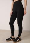 Czarne Legginsy z Wysokim Stanem z Pasem Modelującym w Talii Azinera
